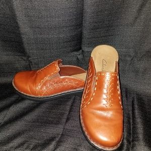 Clarks Brown Leather Mule Slip-ons